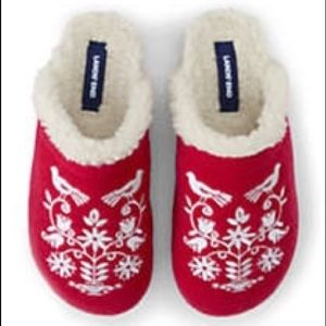 NEW!! Lands End red and white felt slippers